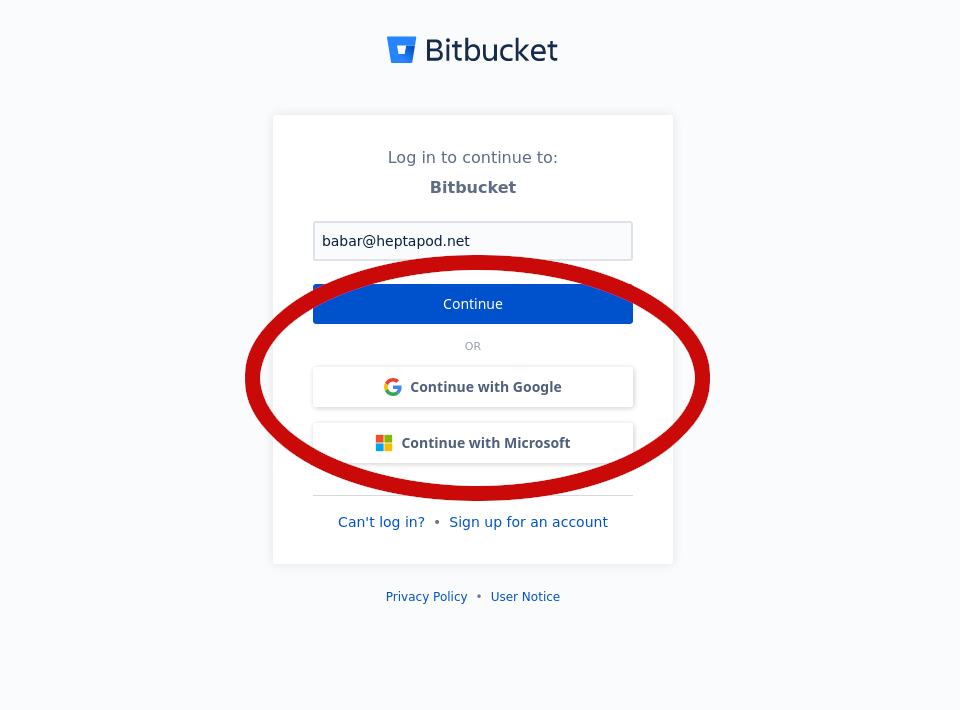 Sign in to Bitbucket