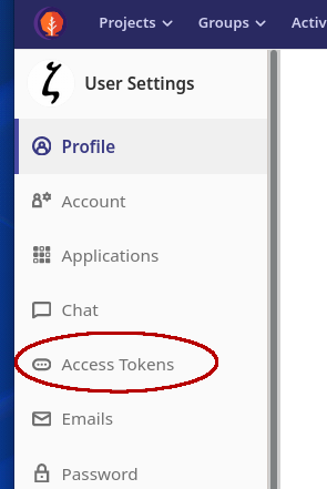 Menu access to Access Tokens